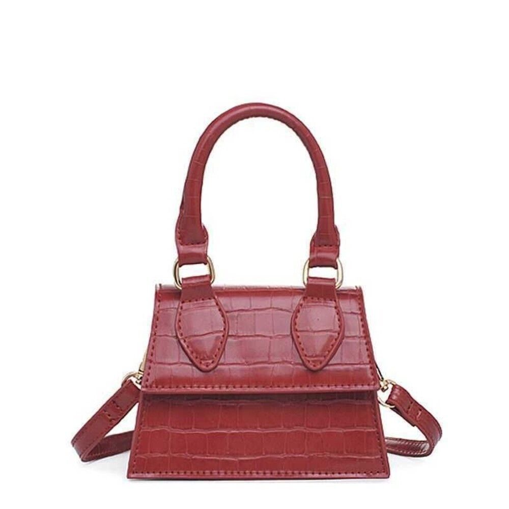 Mini Croc Retro Classic Clutch Crossbody Handbag with Zipper Closure